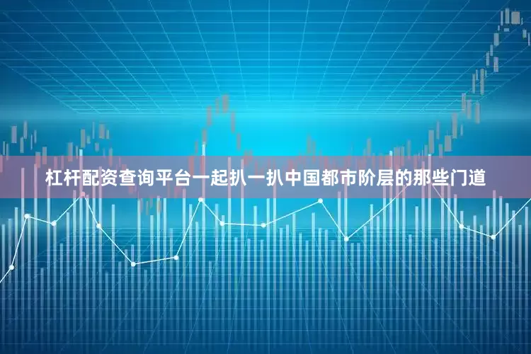 杠杆配资查询平台一起扒一扒中国都市阶层的那些门道